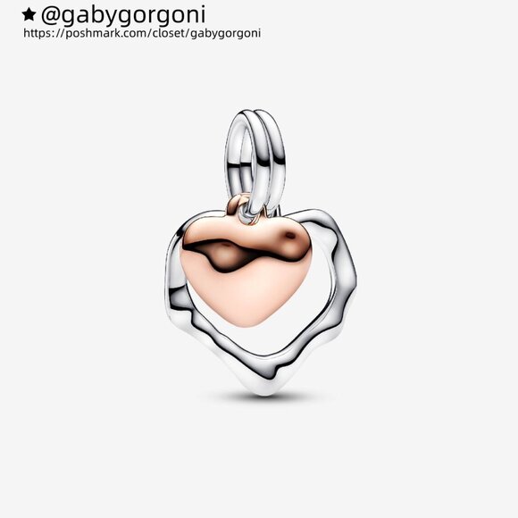 Pandora Joined Hearts Dangle Charm - Picture 1 of 6